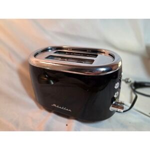 Mueller RetroToast 2 Slice Toaster Black Chrome MR-220 Wide Slot Defrost Functio